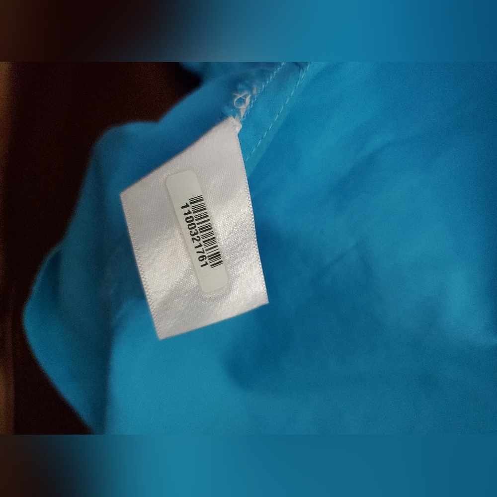 NEVER A WALLFLOWER cotton high neck dress in turquoise blue Medium - Picture 8 of 8